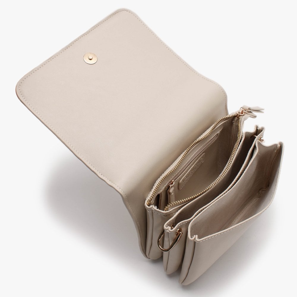 Fauno Ecru Chevron Satchel Bag
