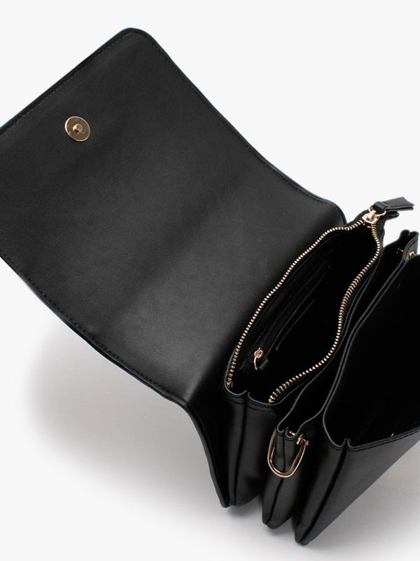 Fauno Black Chevron Satchel Bag