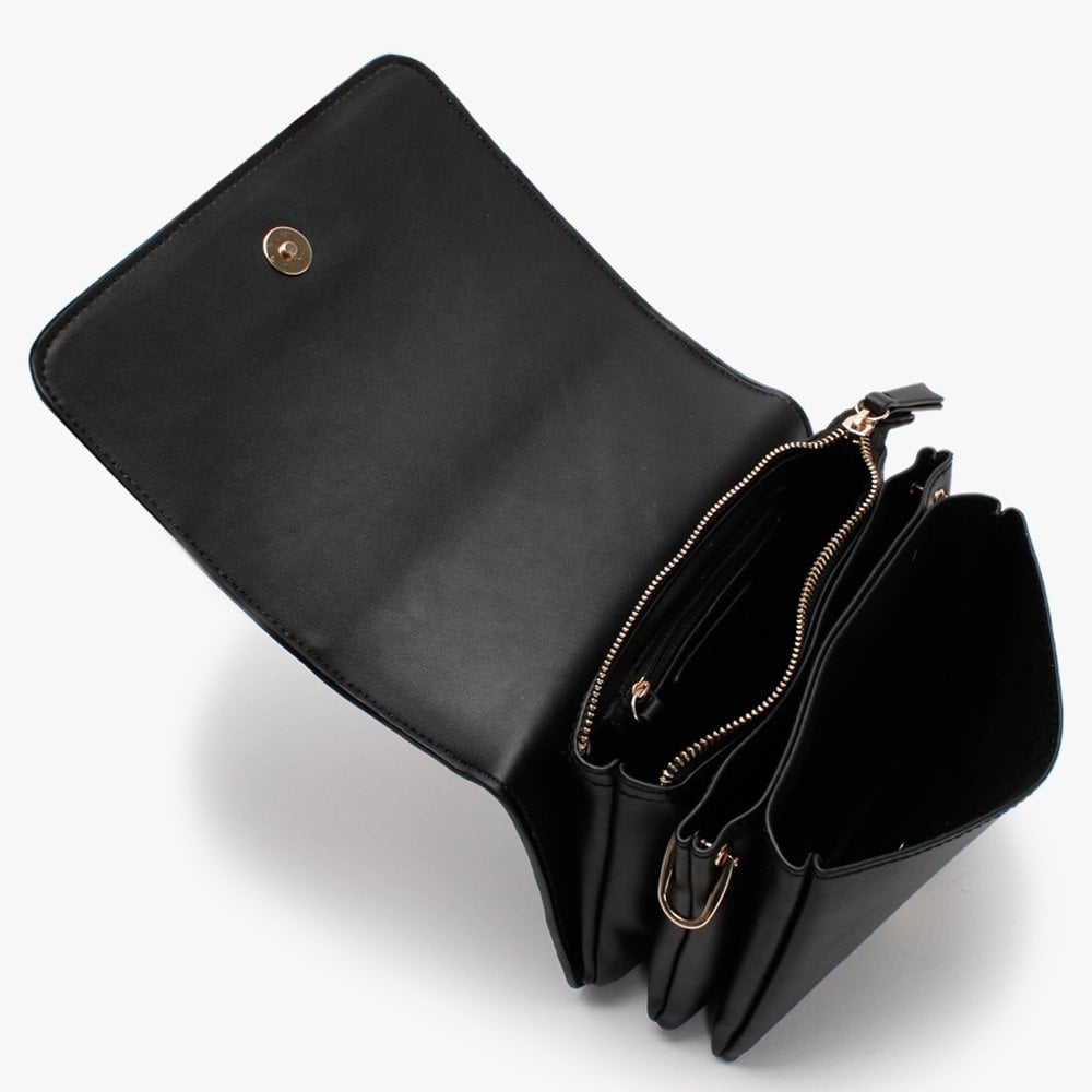 Fauno Black Chevron Satchel Bag