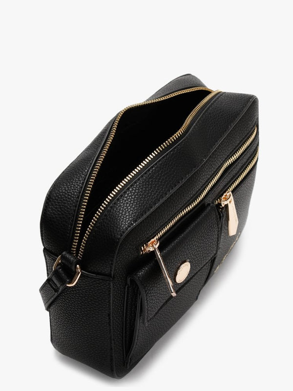 Casper Pebbled Black Shoulder Bag