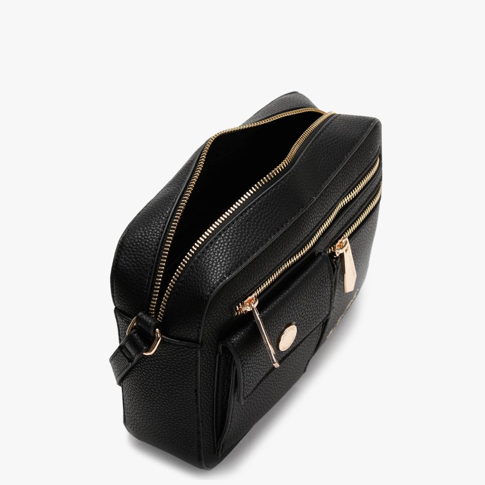 Casper Pebbled Black Shoulder Bag