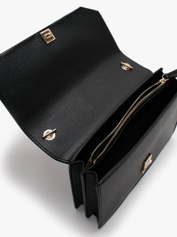 Sfinge Black Pebbled Satchel Bag