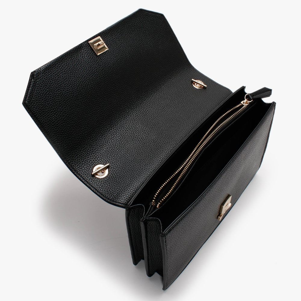 Sfinge Black Pebbled Satchel Bag