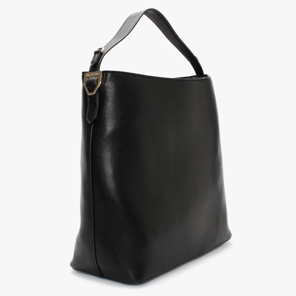 Albus Pebbled Black Hobo Bag