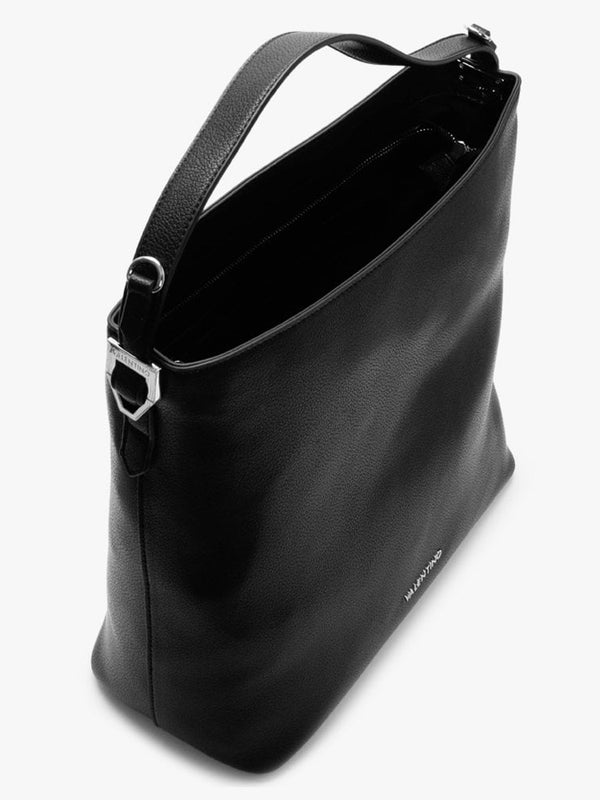 Albus Pebbled Black Hobo Bag