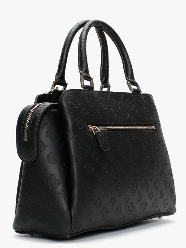 Dayane Black Repeat Logo Stamp Satchel Bag