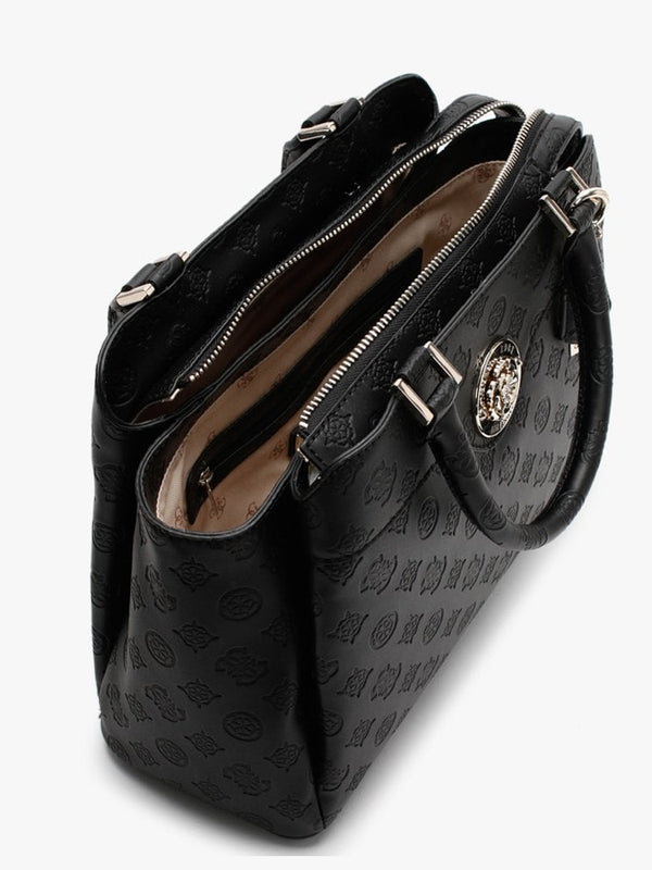Dayane Black Repeat Logo Stamp Satchel Bag