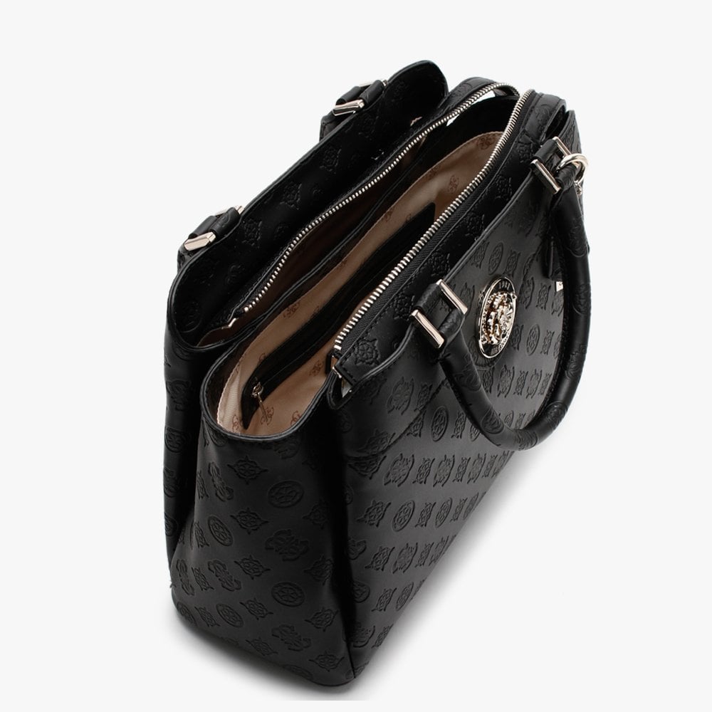 Dayane Black Repeat Logo Stamp Satchel Bag