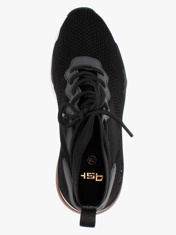 Drake Black Knitted High Top Trainers