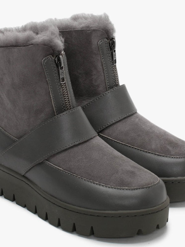 Campaign Grey Double Faced Sheepskin Ankle Boots