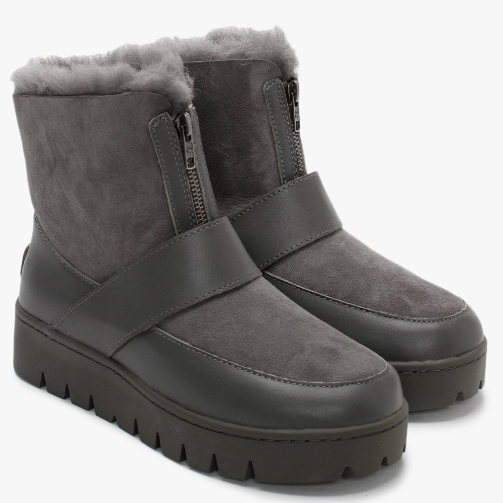 Campaign Grey Double Faced Sheepskin Ankle Boots