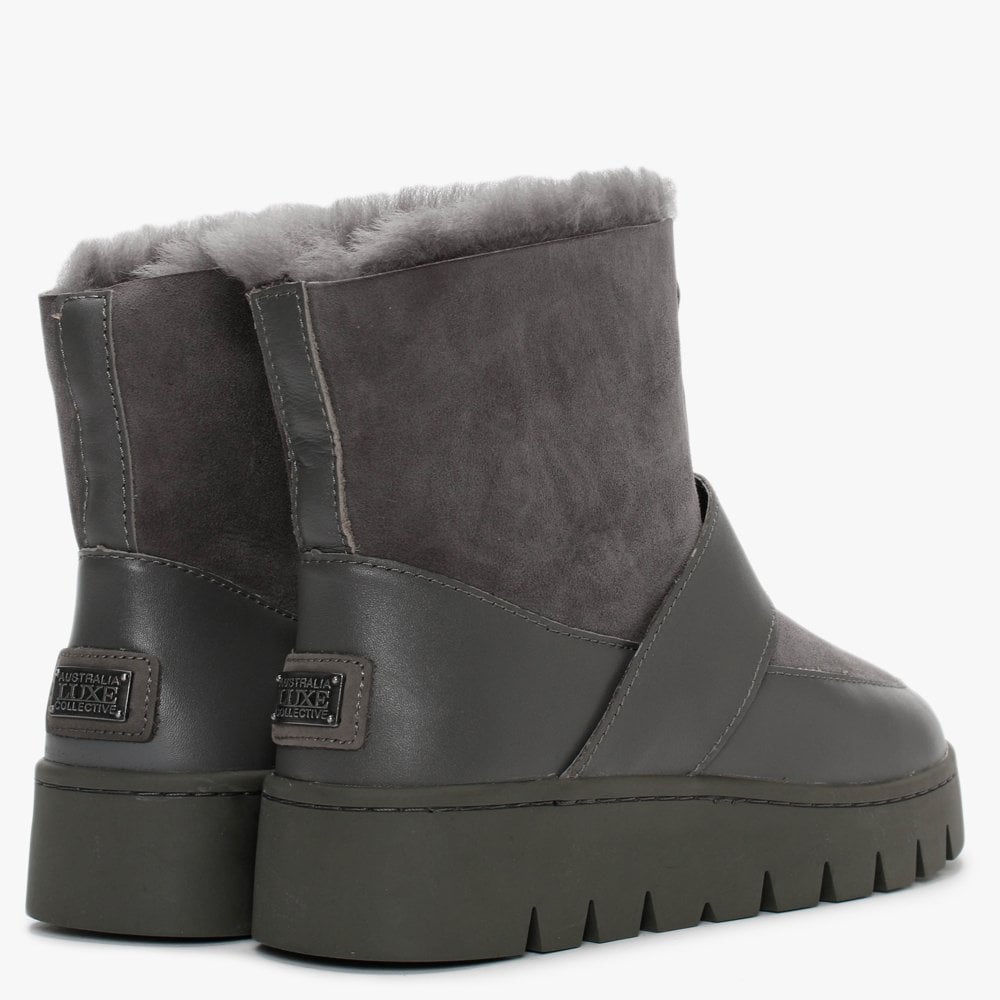 Campaign Grey Double Faced Sheepskin Ankle Boots