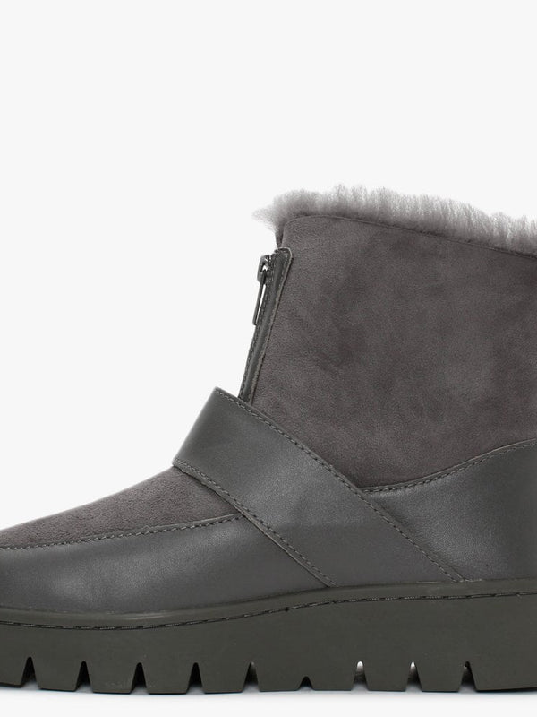 Campaign Grey Double Faced Sheepskin Ankle Boots