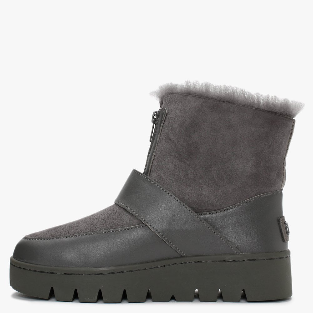 Campaign Grey Double Faced Sheepskin Ankle Boots