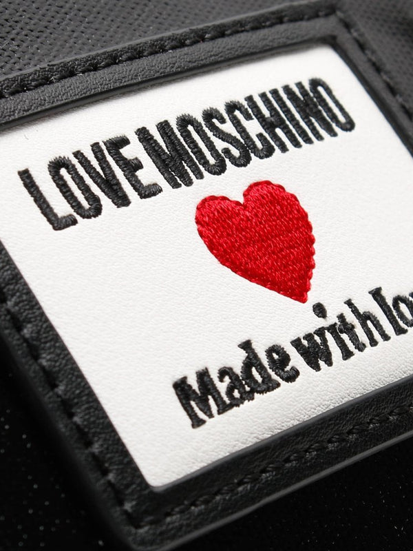 Coated Canvas Black Patent Logo Pouch