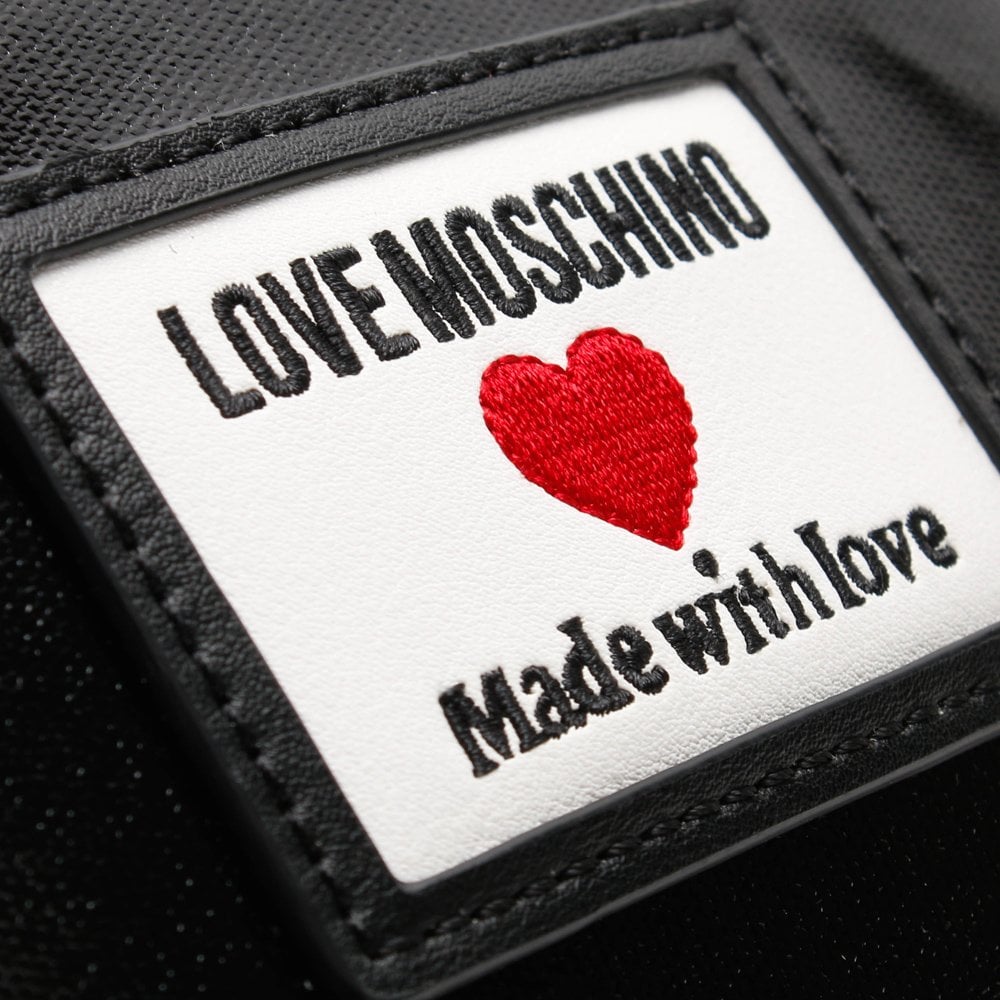Coated Canvas Black Patent Logo Pouch