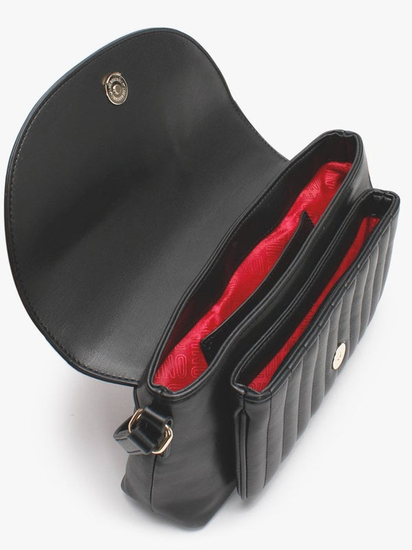 Stripe Quilt Black Cross-Body Bag