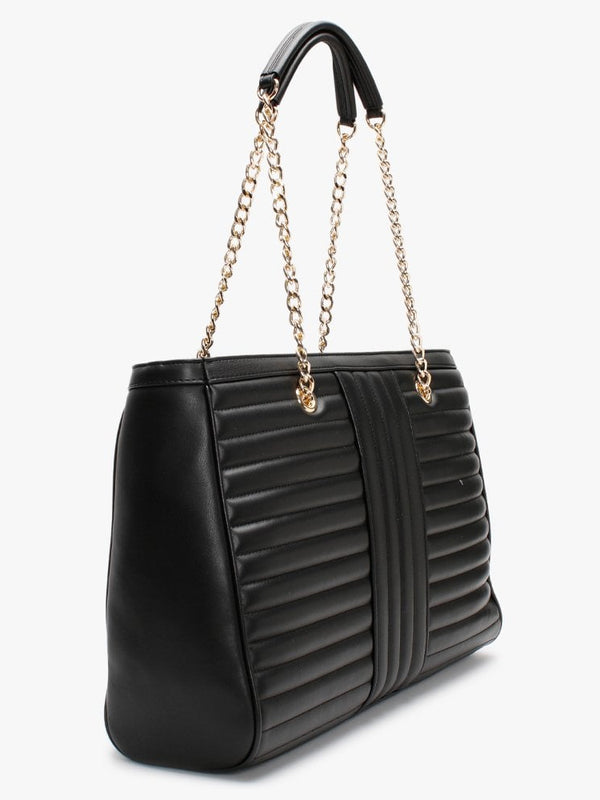Stripe Quilt Black Shopper Bag