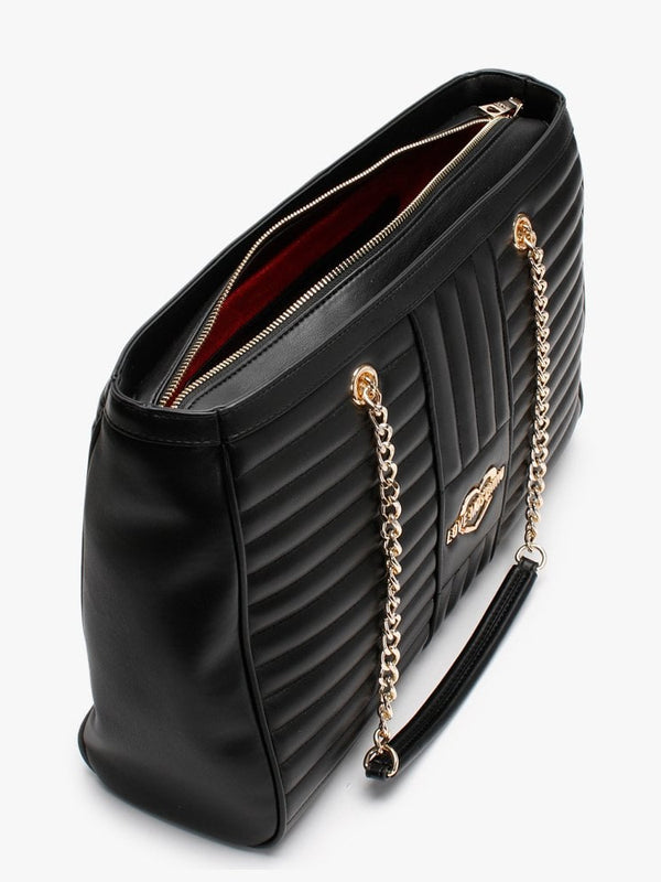 Stripe Quilt Black Shopper Bag