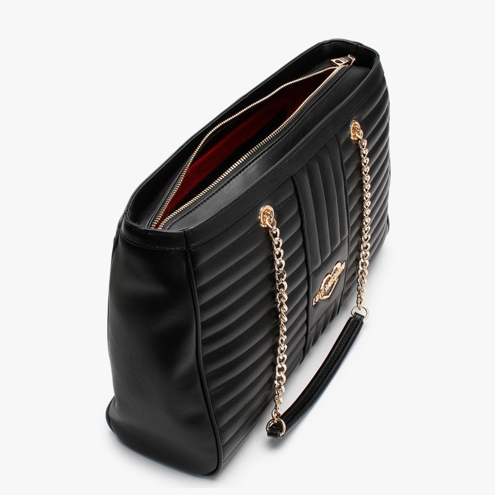 Stripe Quilt Black Shopper Bag