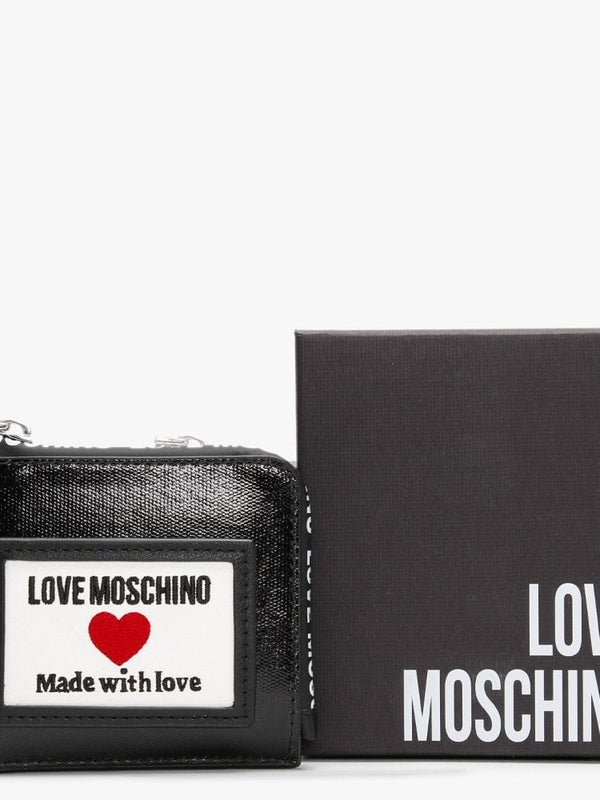Coated Canvas Black Patent  Logo Purse