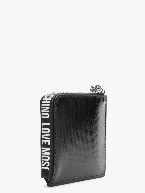 Coated Canvas Black Patent  Logo Purse