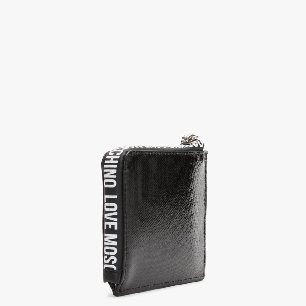 Coated Canvas Black Patent  Logo Purse