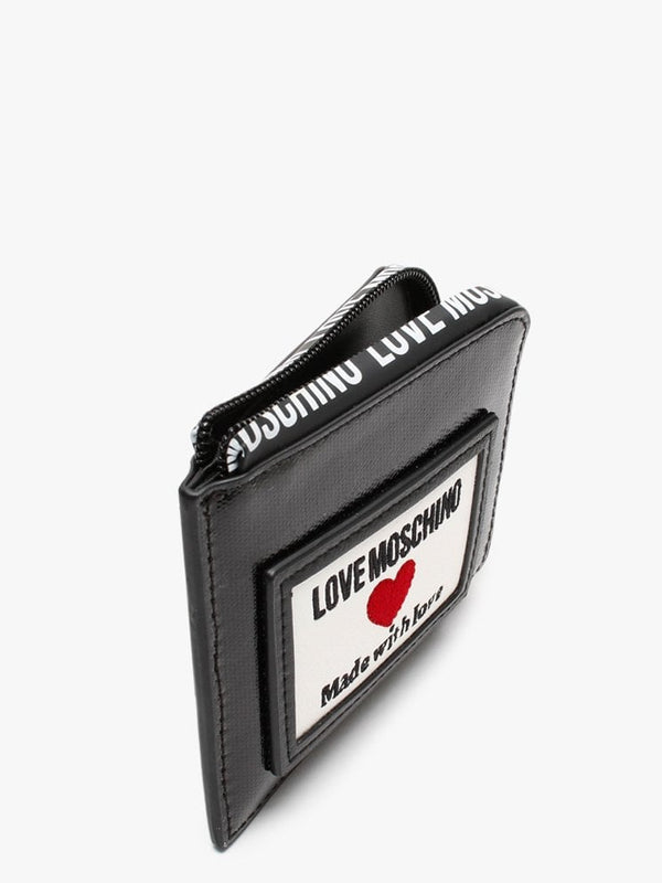 Coated Canvas Black Patent  Logo Purse
