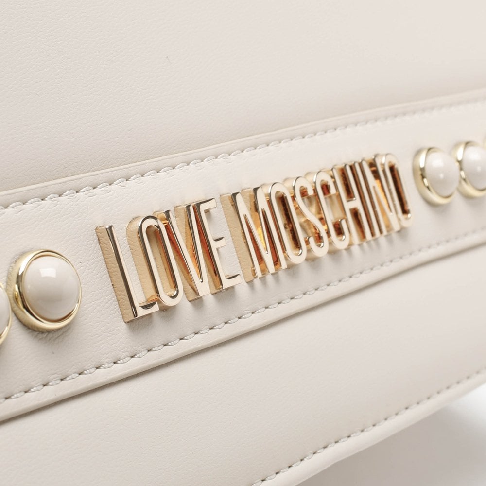 Flap Stud Beige Shoulder Bag