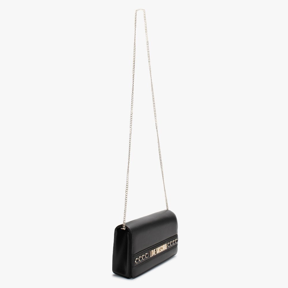 Flap Stud Black Shoulder Bag