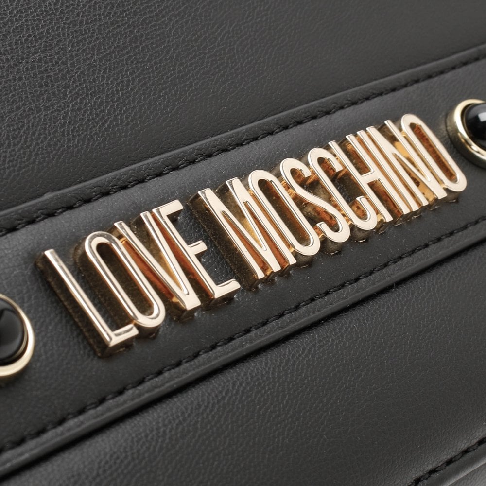 Flap Stud Black Shoulder Bag