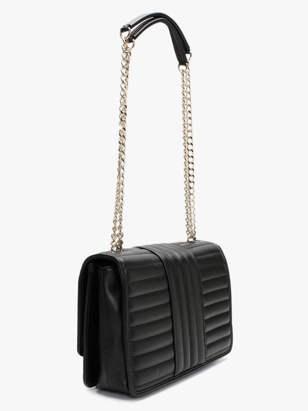 Stripe Quilt Black Shoulder Bag