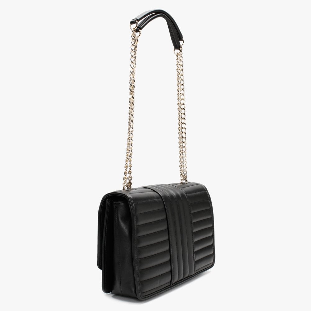 Stripe Quilt Black Shoulder Bag