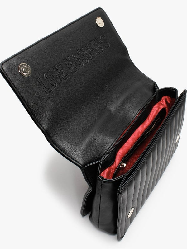 Stripe Quilt Black Shoulder Bag