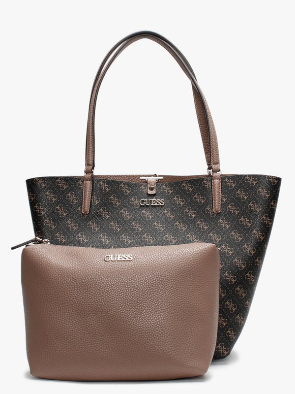 Alby Brown Mocha Repeat Logo Toggle Tote Bag