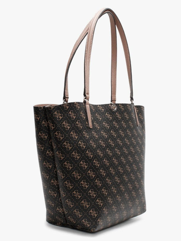 Alby Brown Mocha Repeat Logo Toggle Tote Bag