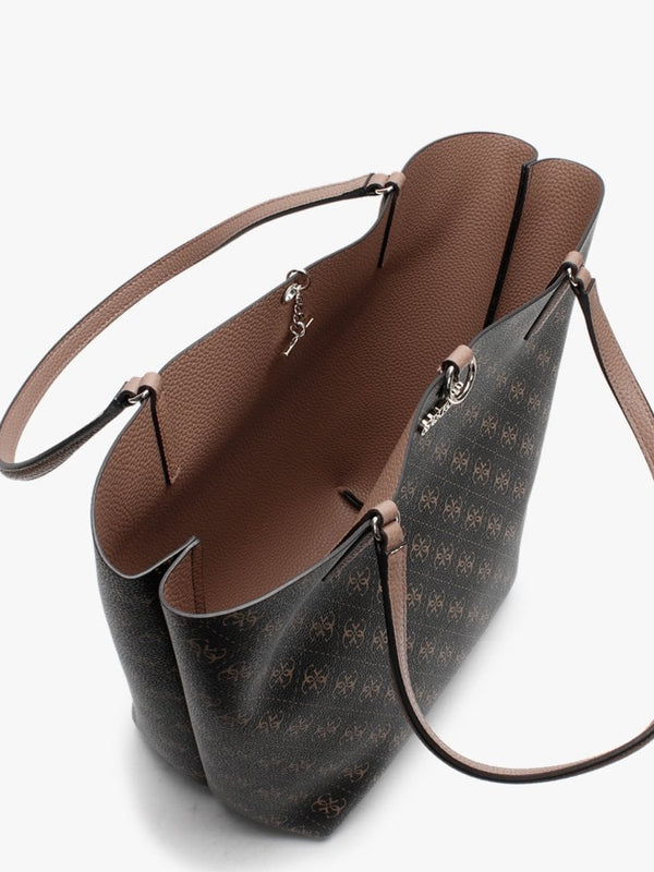 Alby Brown Mocha Repeat Logo Toggle Tote Bag