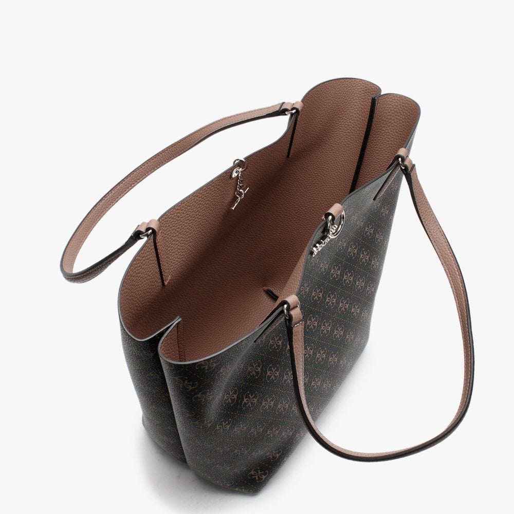 Alby Brown Mocha Repeat Logo Toggle Tote Bag