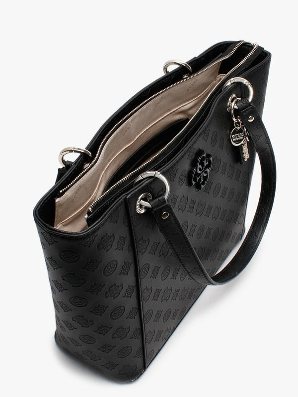 Noelle Elite Signature Stamp Logo Black Tote Bag