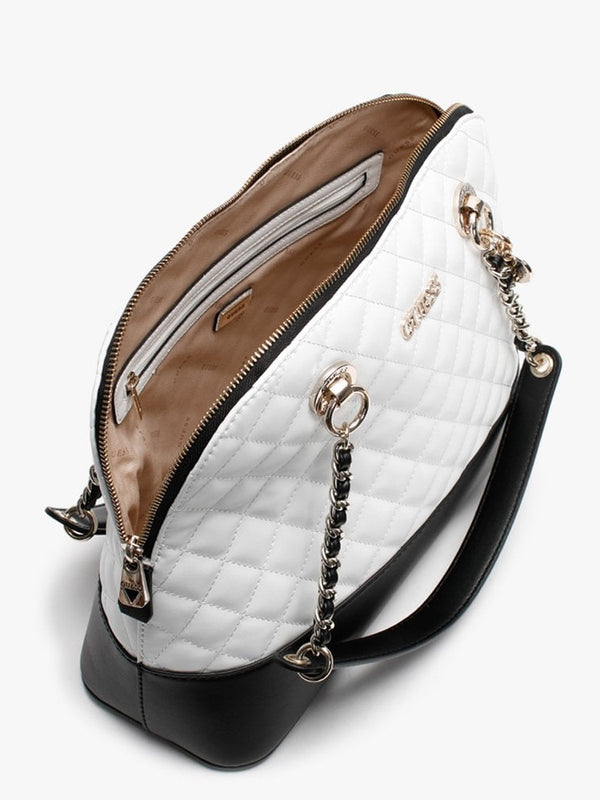 Illy Quilted White Multi Shoulder Bag