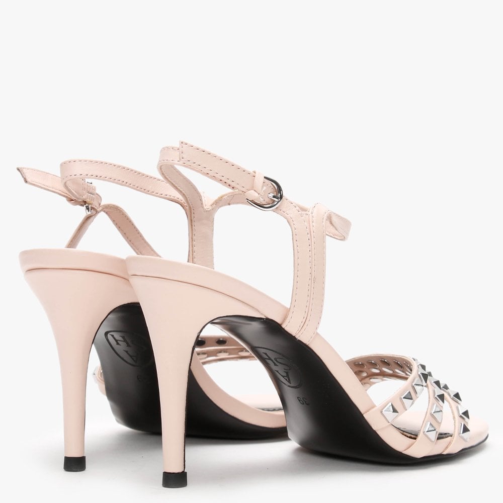 Hello Pink Leather Studded Sandals