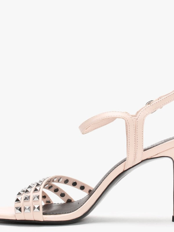 Hello Pink Leather Studded Sandals