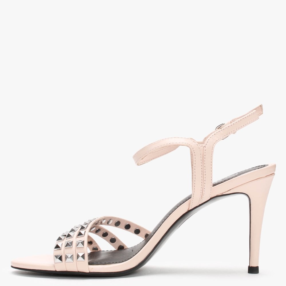 Hello Pink Leather Studded Sandals