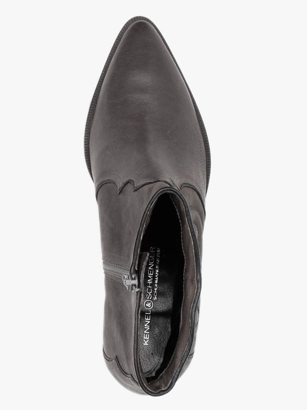 Lima Grey Leather Western Ankle Boots