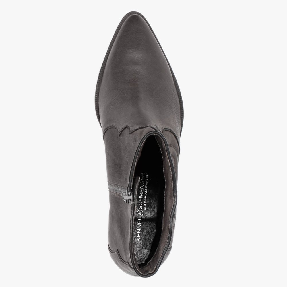 Lima Grey Leather Western Ankle Boots