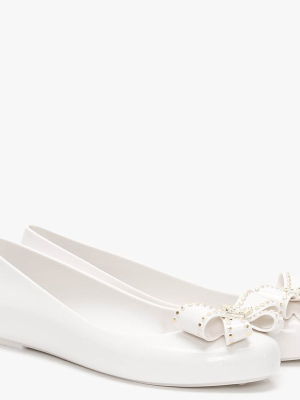 x Melissa Sweet Love White Bow Ballet Pumps