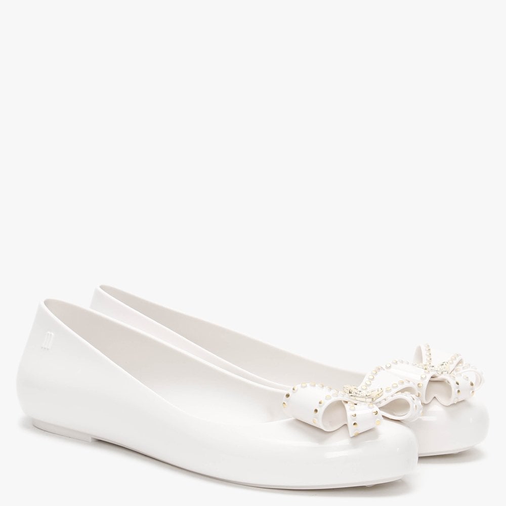 x Melissa Sweet Love White Bow Ballet Pumps