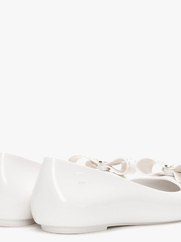 x Melissa Sweet Love White Bow Ballet Pumps