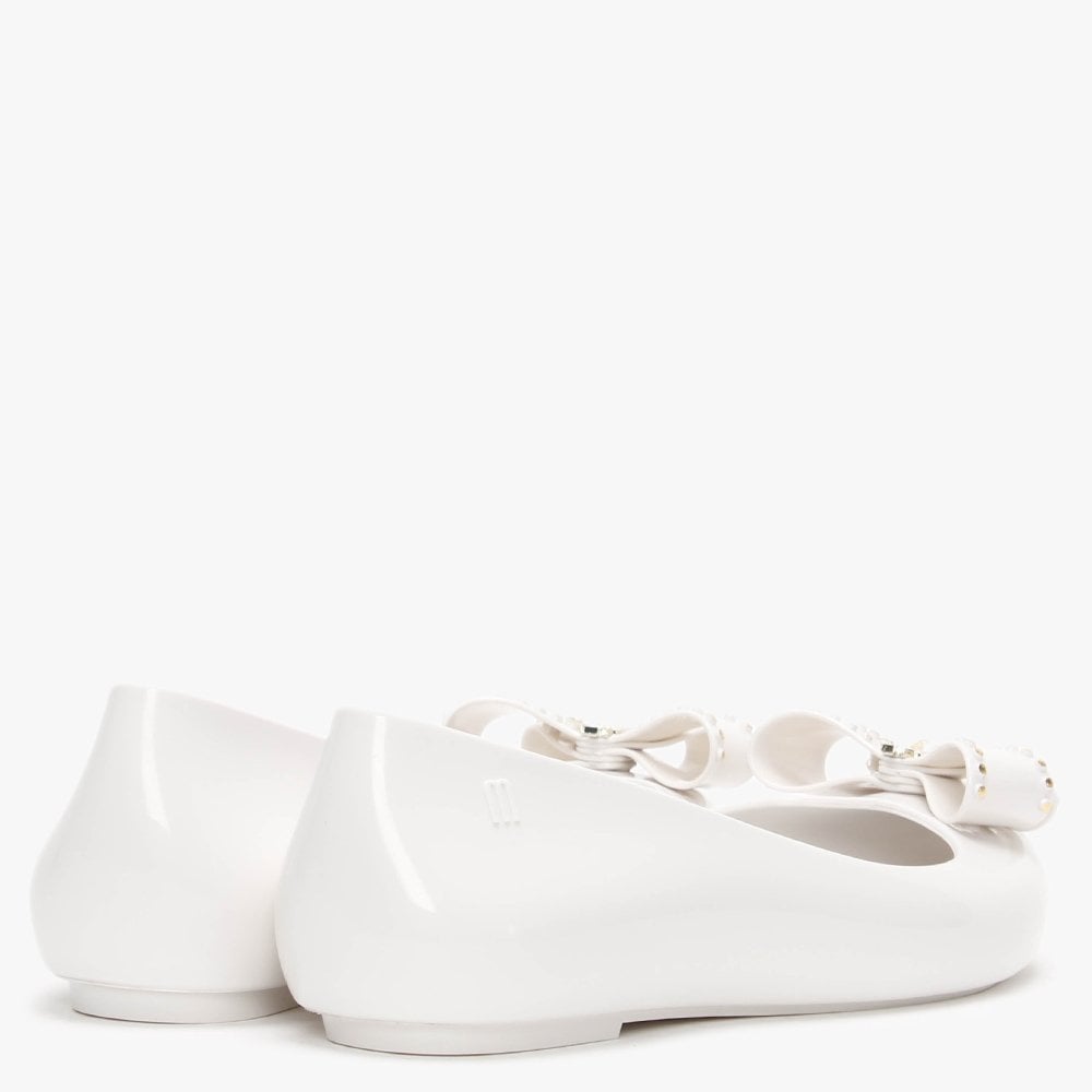 x Melissa Sweet Love White Bow Ballet Pumps