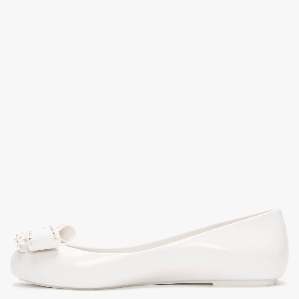 x Melissa Sweet Love White Bow Ballet Pumps